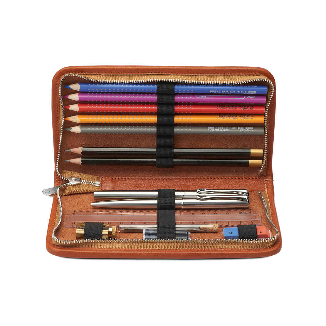 Novalis, leather pencil case 14 pens